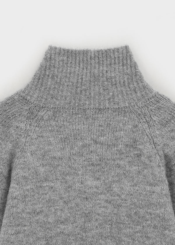 Minoko High-neck Pocket Wool Knit Cardigan