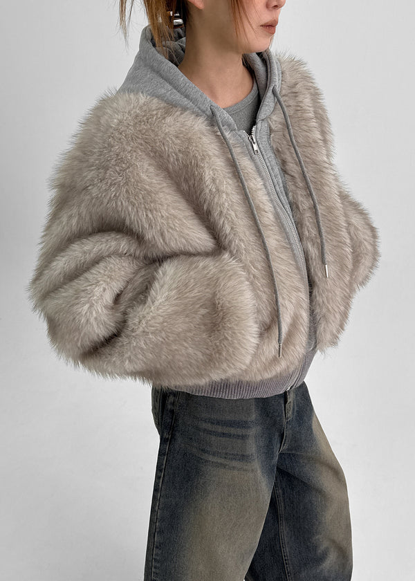 Hazelley Fur Hooded Zip-up