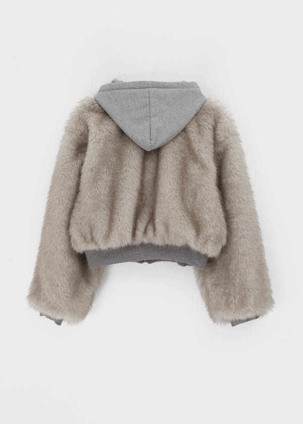 Hazelley Fur Hooded Zip-up