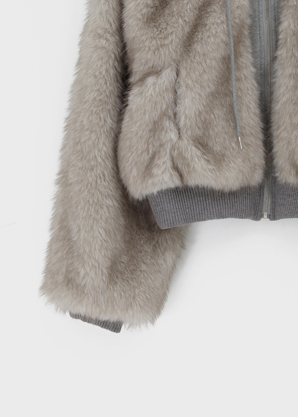 Hazelley Fur Hooded Zip-up