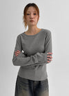 Shedo Fleece Ribbed Button Long Sleeve T-shirt