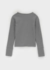 Shedo Fleece Ribbed Button Long Sleeve T-shirt