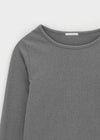 Shedo Fleece Ribbed Button Long Sleeve T-shirt