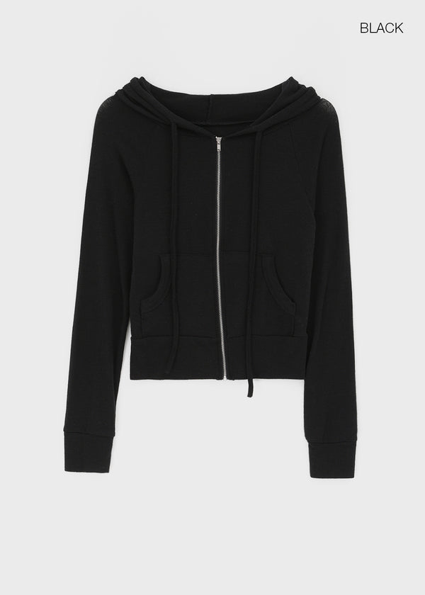 Living Soft Tencel Hooded Zip-up (30% Wool)