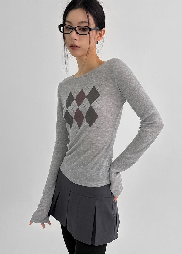 Jervic Argyle Tencel Long Sleeve T-shirt