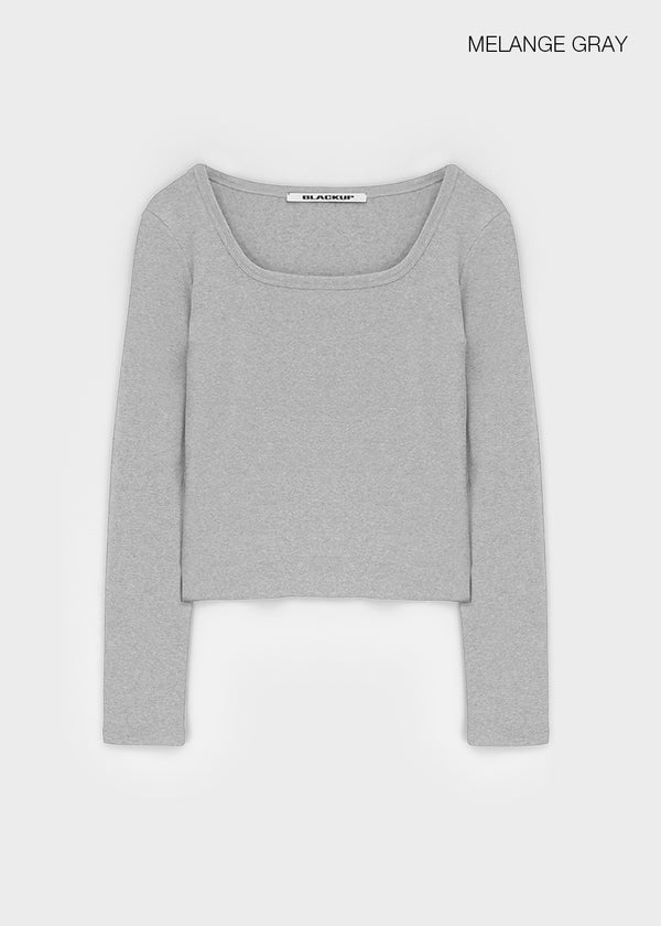 [B-BASIC] Standard Brushed Square Neck Long Sleeve T-Shirt (2SIZE)