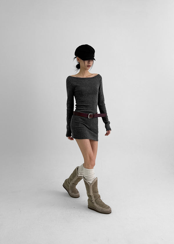 Lukens Boat Neck Mini Dress (Belt Set)