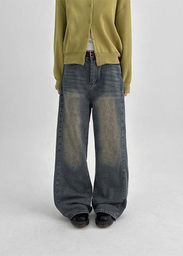 Zevic Fleece Slit Wide Denim Pants