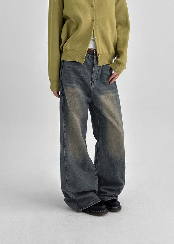 Zevic Fleece Slit Wide Denim Pants