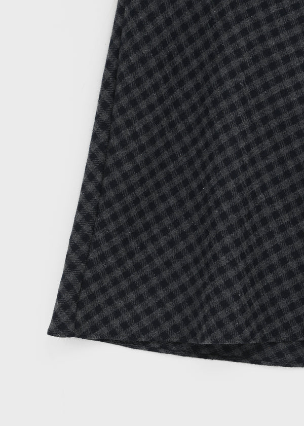 Noju Check Flare Wool Fleece Midi Skirt