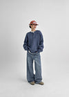 Zevic Fleece Slit Wide Denim Pants