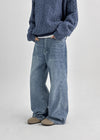 Zevic Fleece Slit Wide Denim Pants