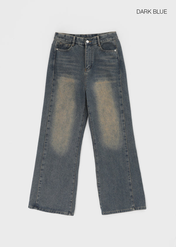 Zevic Fleece Slit Wide Denim Pants