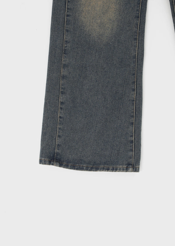 Zevic Fleece Slit Wide Denim Pants