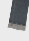 Zevic Fleece Slit Wide Denim Pants