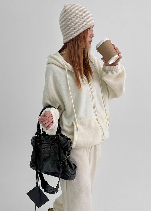 Pomen Set - Fleece Hooded Zip-up, Fleece Banded Jogger Pants