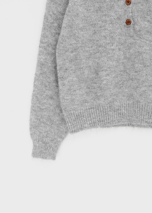 Paruding Button Wool High Neck Knit