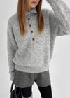 Paruding Button Wool High Neck Knit