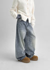 (UNISEX) Pyron Washed Wide Denim Pants