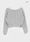 Estin Angora Button Off-shoulder Knit Man-to-man