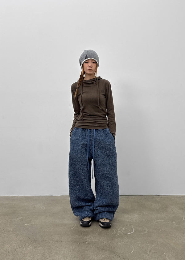 Pochit Angora Hooded Long Sleeve T-shirt