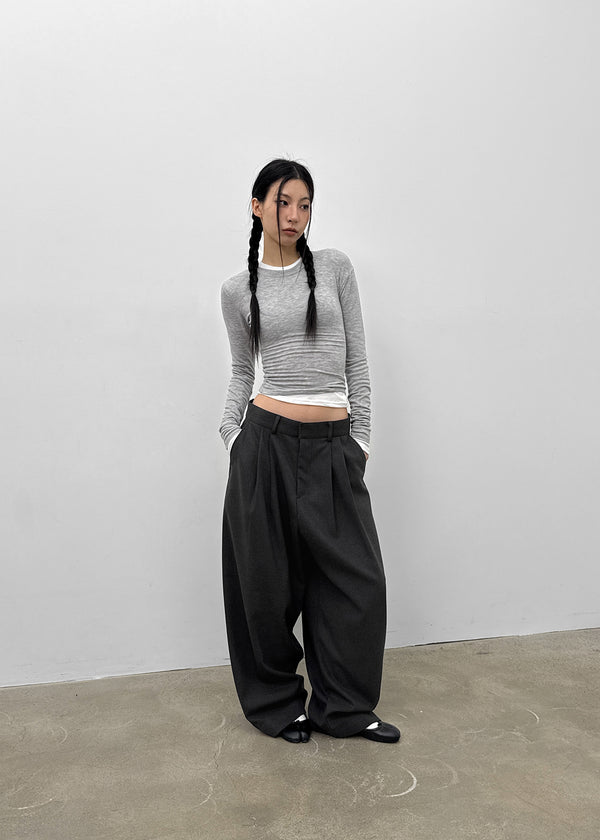 (UNISEX) Carlat Pintuck Wool Balloon Slacks