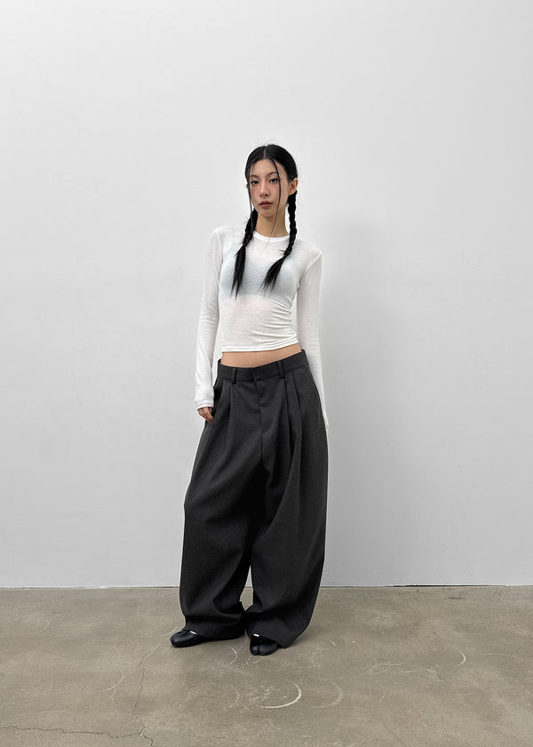 (UNISEX) Carlat Pintuck Wool Balloon Slacks