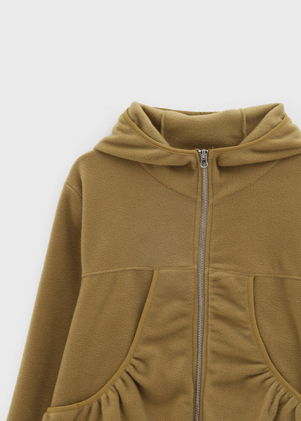 Hepton Shirring Fleece Two-way Hooded Zip-up