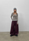 (UNISEX) Nojet Fleece Belt Wide Banding Pants