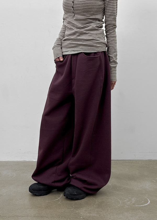 (UNISEX) Nojet Fleece Belt Wide Banding Pants