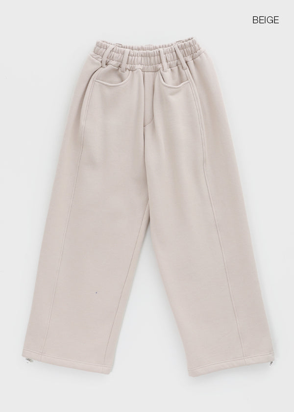 (UNISEX) Nojet Fleece Belt Wide Banding Pants