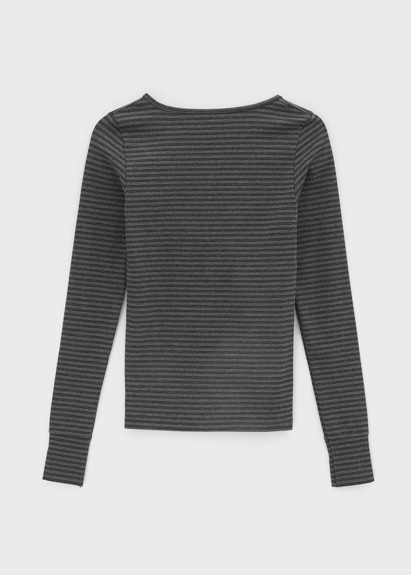 Debt Stripe Henley Long Sleeve T-shirt