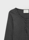 Debt Stripe Henley Long Sleeve T-shirt
