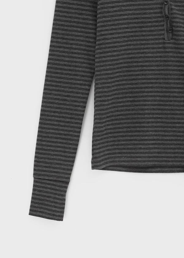 Debt Stripe Henley Long Sleeve T-shirt