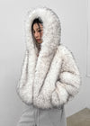 Yolong Two-Tone Hooded Fur Jacket