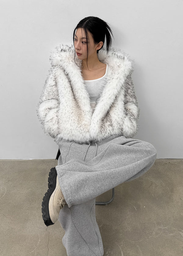 Yolong Two-Tone Hooded Fur Jacket