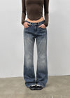 Cash Wong Washed Bootcut Denim Pants