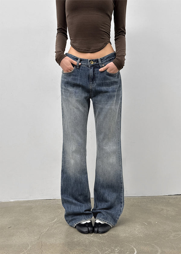 Cash Wong Washed Bootcut Denim Pants