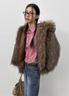 Yolong Two-Tone Hooded Fur Jacket