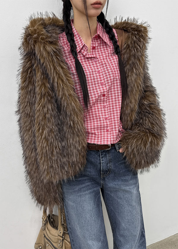Yolong Two-Tone Hooded Fur Jacket