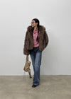 Yolong Two-Tone Hooded Fur Jacket