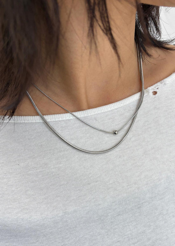 Meto Silver Ball Layered Necklace