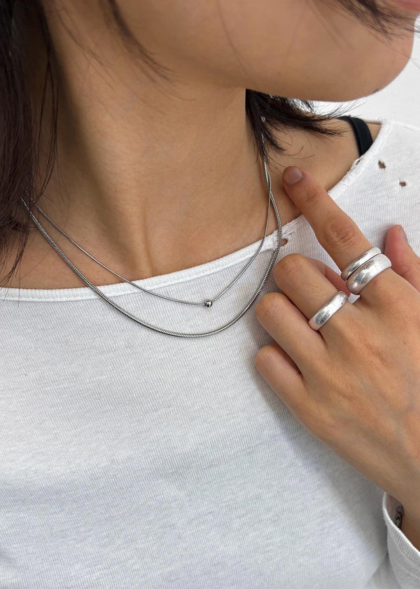 Meto Silver Ball Layered Necklace