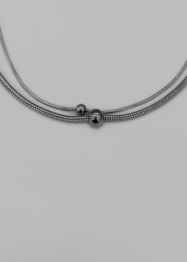 Meto Silver Ball Layered Necklace