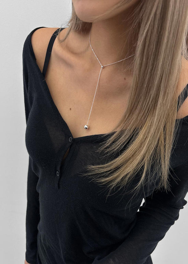 Clunning Silver Ball Drop Necklace