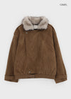 Delking Fur High Neck Suede Jacket