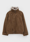 Delking Fur High Neck Suede Jacket