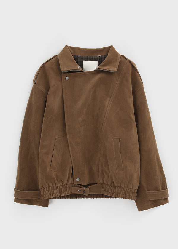 Delking Fur High Neck Suede Jacket