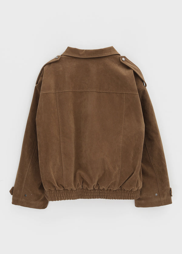 Delking Fur High Neck Suede Jacket