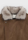 Delking Fur High Neck Suede Jacket